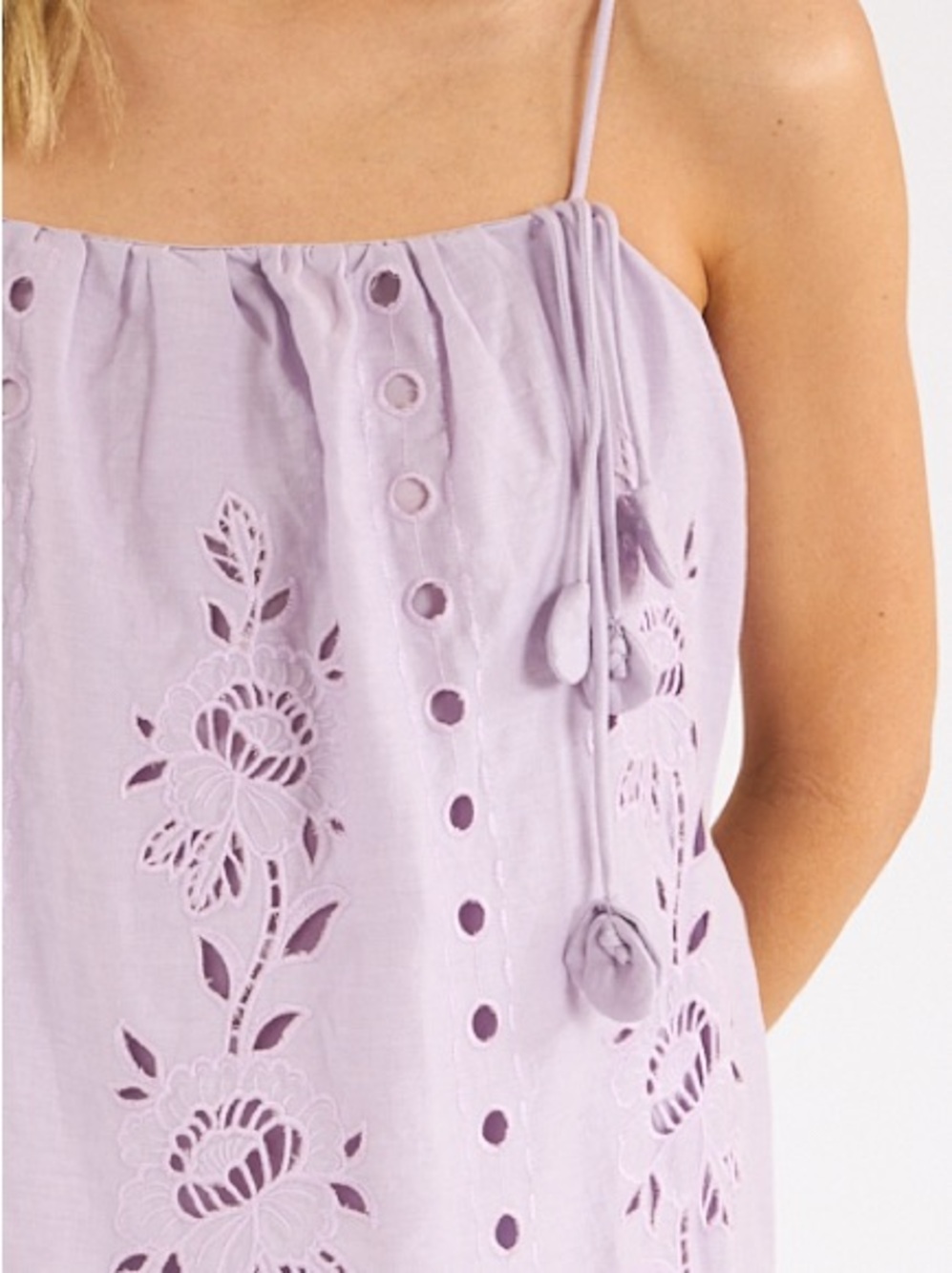 FARM Rio Lavender Eyelet Tie-Shoulder Maxi Dress - Picture 3 of 7